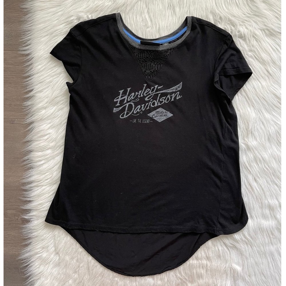 Women’s Harley Davidson black logo split back shirt size small
